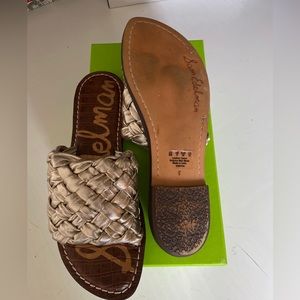 Sam Edelman Griffin flats slow does sandals gold leather 8 EUC